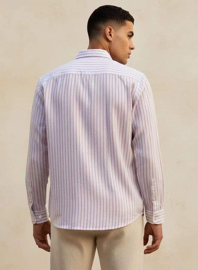 سبلاش فيڤ Men Regular Fit Collared Striped Long Sleeve Shirt
